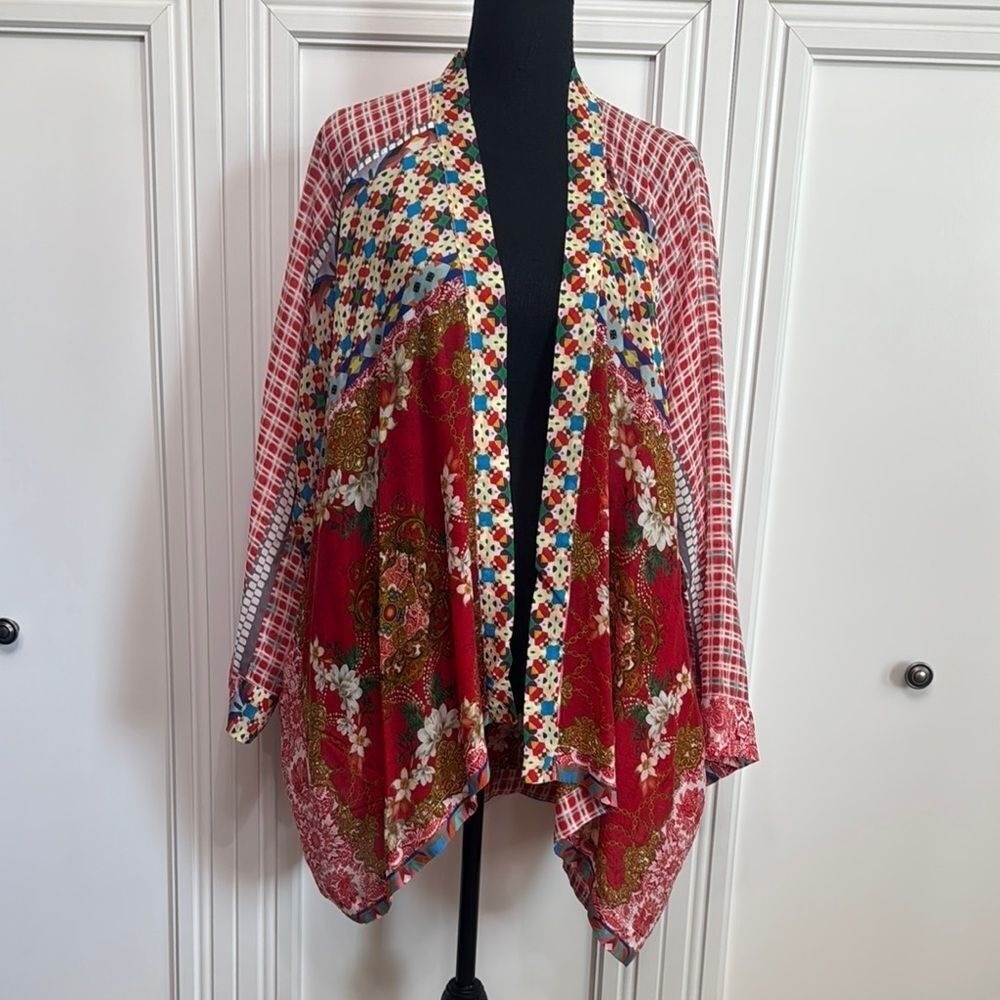 Johnny Was Kimono Red Mixed Print XL - Picture 2 of 9